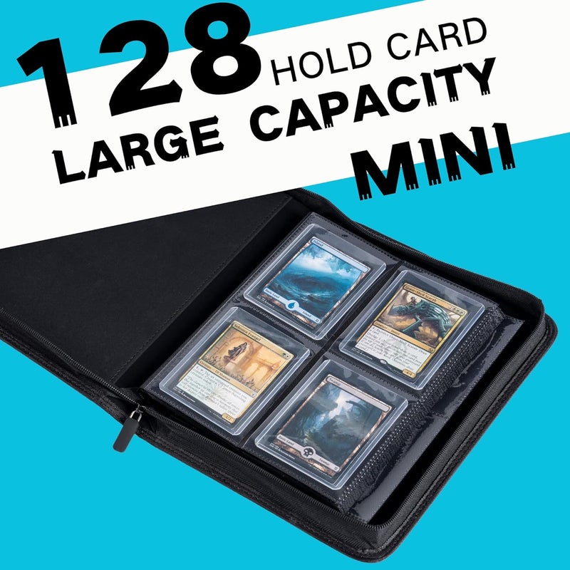 KUOOKING Toploader Binder, Holds 128+ Toploaders, 4 Pocket Top Loader Card Storage Case, Double-Sided Pockets for trading card in 3 x 4'' Toploaders（Blue） - Image 2